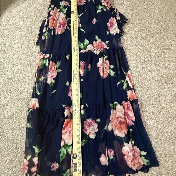 Kate and Lily Navy Pink Green Floral Rose Tiered Maxi Dress – Women’s Size 6 - Picture 9 of 9